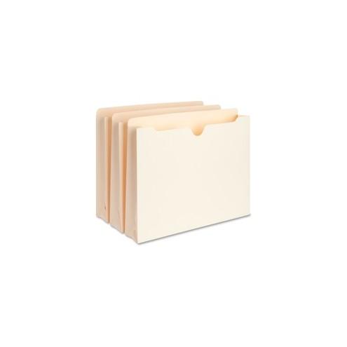 Business Source 2-Ply Vertical Expanding File Pockets - Letter - 8 1/2" x 11" Sheet Size - 2" Expansion - Straight Tab Cut - Manila - Recycled - 50 / Box