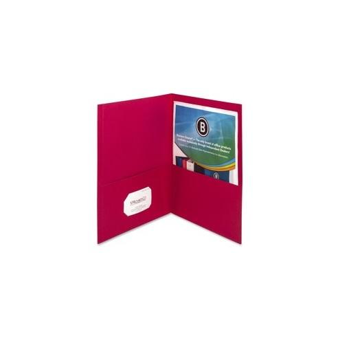 Business Source Two-Pocket Folders - Letter - 8 1/2" x 11" Sheet Size - 125 Sheet Capacity - 2 Inside Front & Back Pocket(s) - Paper - Red - 25 / Box