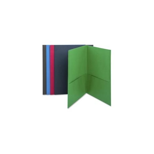 Business Source Two-Pocket Folders - Letter - 8 1/2" x 11" Sheet Size - 125 Sheet Capacity - 2 Internal Pocket(s) - Paper - Assorted - 2.20 lb - Recycled - 25 / Box