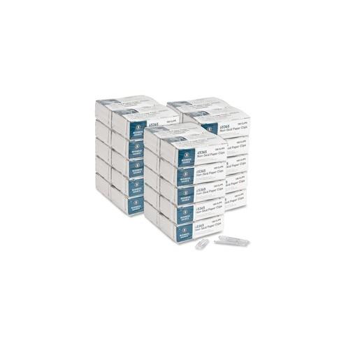 Business Source Non-Skid Paper Clips - No. 1 - for School, Home, Office - Corrosion Resistant - 3000 / Pack - Silver