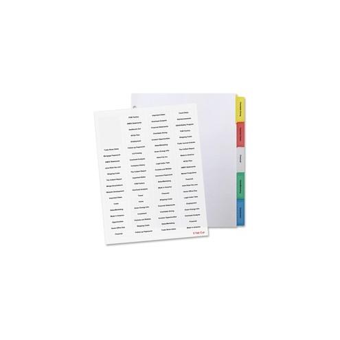 Business Source Index Dividers and Labels - 5 Tab(s) - 8.5" Divider Width - Letter - White Divider - Transparent Tab(s) - 5 / Pack