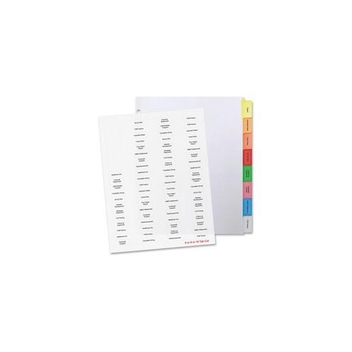 Business Source Index Dividers and Labels - 200 Tab(s) - 8 Tab(s)/Set - 8.5" Divider Width - Letter - White Divider - Transparent Tab(s) - 25 Set