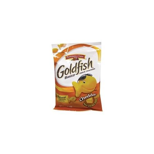 Goldfish Pepperidge Farm Goldfish Shaped Crackers - Trans Fat Free - Cheddar - 1 Serving Bag - 1.50 oz - 72 / Carton