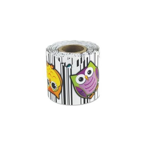 Carson Dellosa Education Colorful Owls Scalloped Border - Fun Theme/Subject (Scalloped) Shape - Colorful Owls - 2" Height x 2.25" Width x 432" Length - Multicolor - 1 Roll