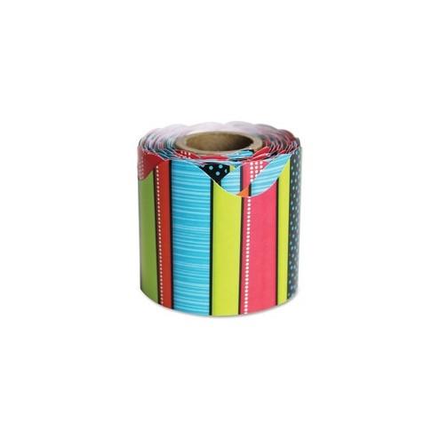 Carson Dellosa Education Colorful Owls Continuous Roll Scalloped Border - Fun Theme/Subject (Scalloped) Shape - Stylin' Stripes - 2" Height x 2.25" Width x 432" Length - Multicolor - 1 Roll