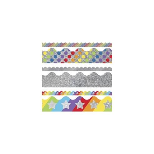 Carson Dellosa Education Sparkle & Shine Scalloped Borders Set - 36 (Scalloped Border) Shape - 0.60" Height x 1296" Length - Multicolor - 3 / Set