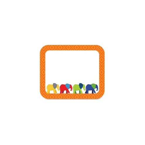 Carson Dellosa Education Parade of Elephants Colorful Name Tags - 3" Width x 2 1/2" Length - Rectangle - Multicolor - 40 Total Label(s) - 40 / Pack