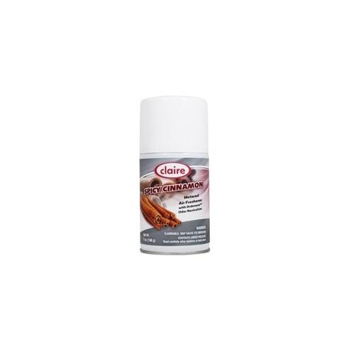 Claire Spicy Cinnamonmetered Air Freshener - Aerosol - 330 Sq. ft. - 10 fl oz (0.3 quart) - Spicy Cinnamon - 30 Day - 12 / Pack