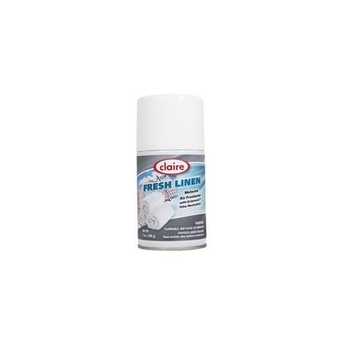 Claire Fresh Linen Metered Aerosol - Aerosol - 330 Sq. ft. - 10 fl oz (0.3 quart) - Fresh Linen - 30 Day - 12 / Pack