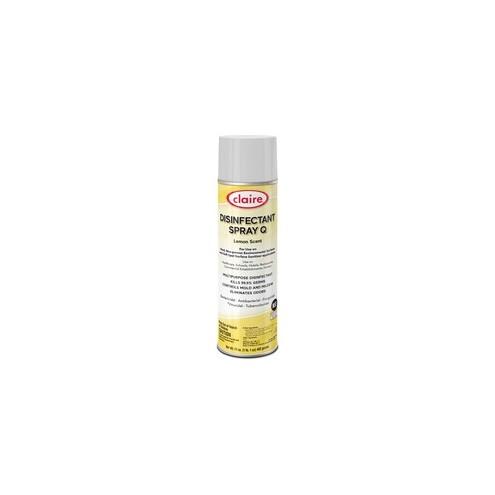 Claire Multipurpose Disinfectant Spray - Ready-To-Use Spray - 17 fl oz (0.5 quart) - Lemon Scent - 12 / Carton - Yellow