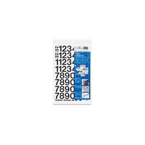 Chartpak Permanent Adhesive Vinyl Numbers - 44 (Numbers) Shape - Self-adhesive - 1" Height x 12" Length - Black - Vinyl - 1 / Pack