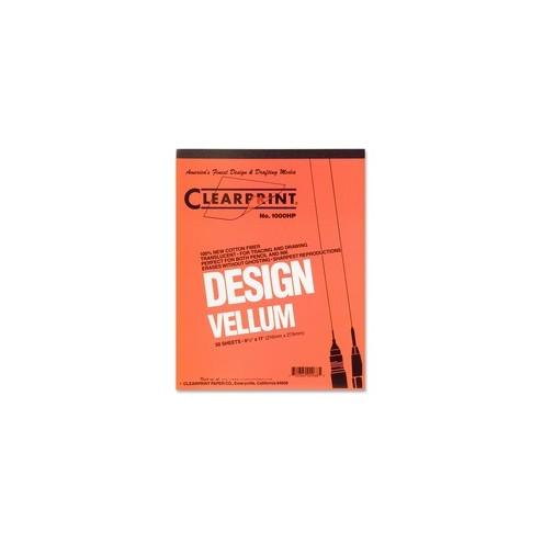 Clearprint Design Vellum Pad - Letter - 50 Sheets - Plain - 16 lb Basis Weight - 8 1/2" x 11" - White Paper - Acid-free, Archival - 50 / Pad