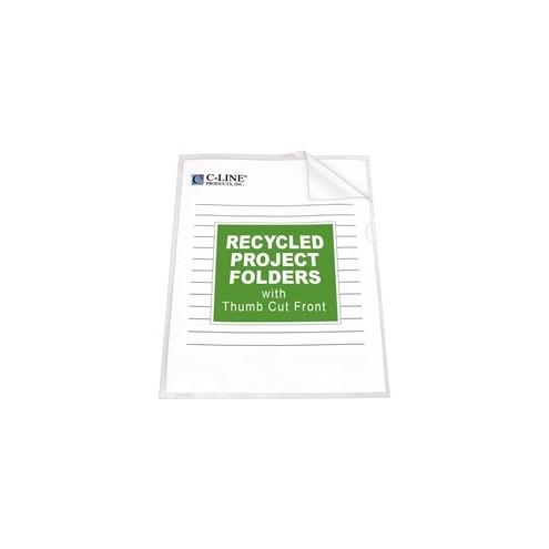 C-Line Recycled Poly Project Folders - Clear, Reduced Glare, 11 x 8-1/2, 25/BX, 62127