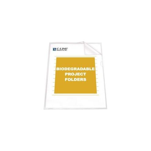 C-Line Biodegradable Poly Project Folders - Reduced Glare, 11 X 8-1/2, 25/BX, 62627