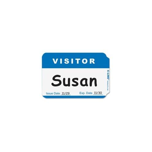 C-Line Visitor Name Tags - Blue, Peel & Stick, 3-1/2 x 2-1/4, 100/BX, 92245