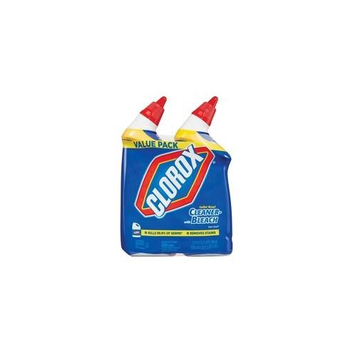 Clorox Toilet Bowl Cleaner with Bleach Pack - Gel - 24 fl oz (0.8 quart) - Rain Clean Scent - 2 / Pack - Blue