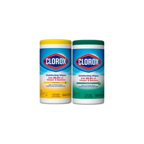 Clorox Bleach-free Scented Disinfecting Wipes Value Pack - Wipe - Fresh, Citrus Blend Scent - 75 / Tub - 240 / Bundle - White