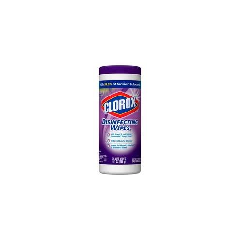 Clorox Bleach-Free Disinfecting Wipes - Ready-To-Use Wipe - Fresh Lavender Scent - 7" Width x 8" Length - 35 / Canister - 1 Each - White