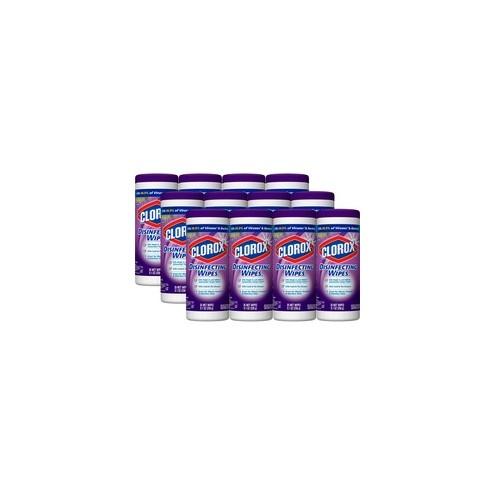 Clorox Bleach-Free Scented Disinfecting Wipes - Ready-To-Use Wipe - Fresh Lavender Scent - 7" Width x 8" Length - 36 / Canister - 12 / Carton - White