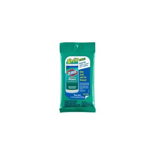 Clorox On The Go Disinfecting Wipes - Wipe - Fresh Scent - 9 / Packet - 2688 / Bundle - White