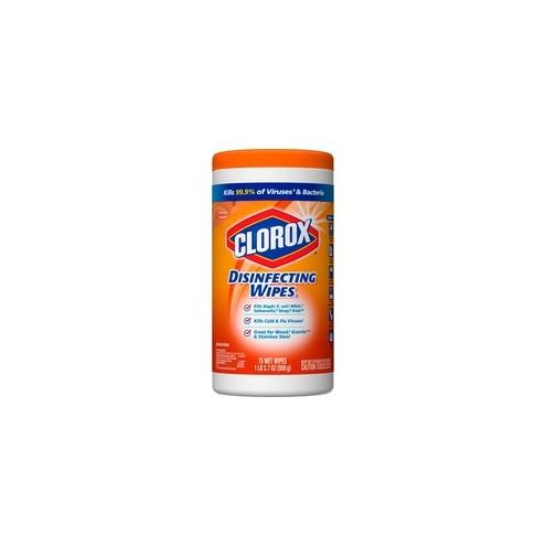 Clorox Bleach-Free Scented Disinfecting Wipes - Wipe - Orange Fusion Scent - 75 / Can - 240 / Bundle - White