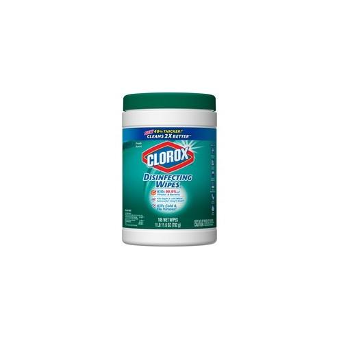 Clorox Scented Disinfecting Wipes - Wipe - Fresh Scent - 105 / Canister - 140 / Bundle - White