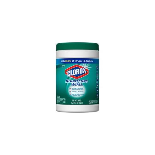 Clorox Bleach-Free Scented Disinfecting Wipes - Ready-To-Use Wipe - Fresh Scent - 105 / Canister - 4 / Carton - White