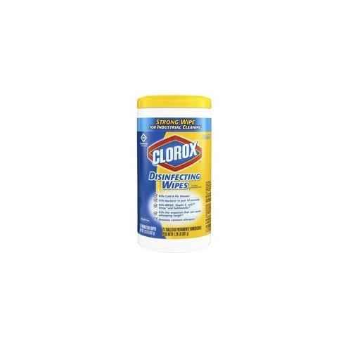 Clorox Disinfecting Wipes - Ready-To-Use Wipe - Lemon Scent - 75 / Canister - 6 / Carton - Yellow