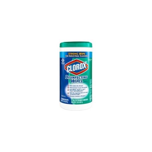 Clorox Commercial Solutions Disinfecting Wipes - Ready-To-Use Wipe - Fresh Scent - 75 / Canister - 6 / Carton - Green