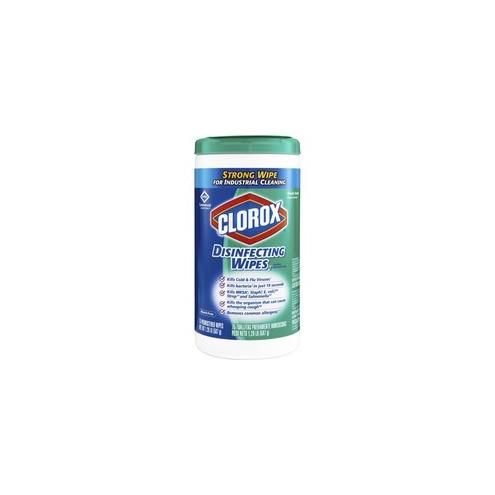 Clorox Commercial Solutions Disinfecting Wipes - Ready-To-Use Wipe - Fresh Scent - 75 / Canister - 75 / Each - Green