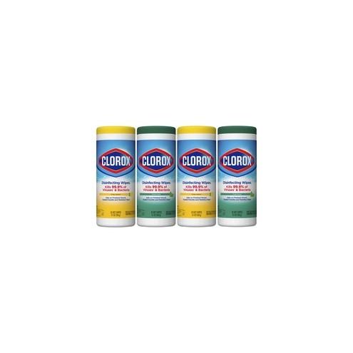 Clorox Disinfecting Wipes Value Pack - Ready-To-Use Wipe - Fresh, Citrus Blend Scent - 35 / Canister - 4 / Pack - White