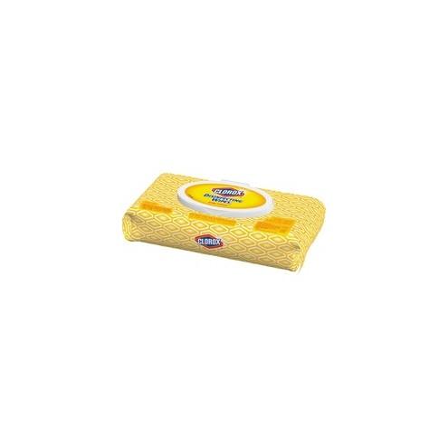 Clorox Disinfecting Wipes Flex Pack - Crisp Lemon - White - Disinfectant, Bleach-free - For Multi Surface, Multipurpose - 75 Quantity Per Pack - 1 Each