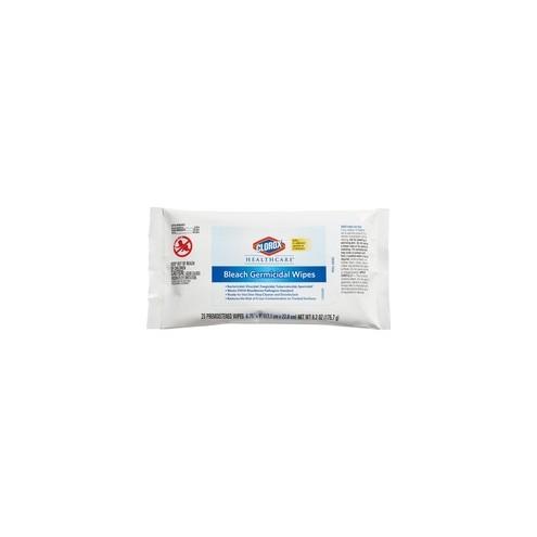 Clorox Healthcare Bleach Germicidal Wipes - Ready-To-Use Wipe - 20 / Packet - 960 / Bundle - White