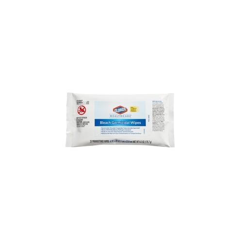 Clorox Healthcare Bleach Germicidal Wipes - Ready-To-Use Wipe - 20 / Pack - White