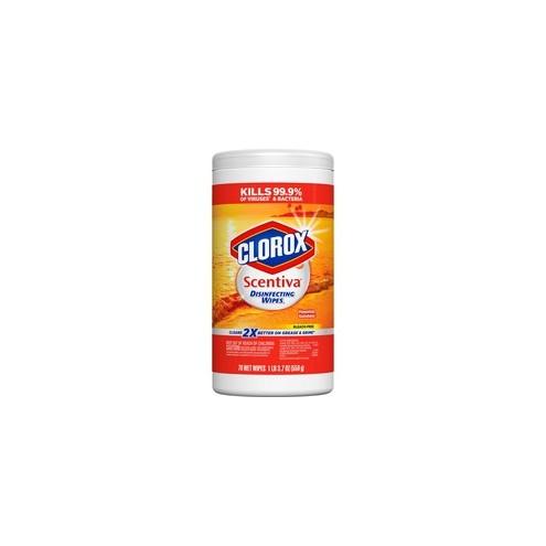 Clorox Scentiva Disinfecting Wipes - Wipe - Hawaiian Sunshine Scent - 70 / Canister - 240 / Bundle - White