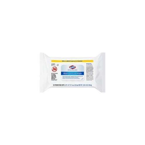 Clorox Healthcare Bleach Germicidal Wipes - Wipe - 6.75" Width x 9" Length - 100 / Pouch - 6 / Carton - White