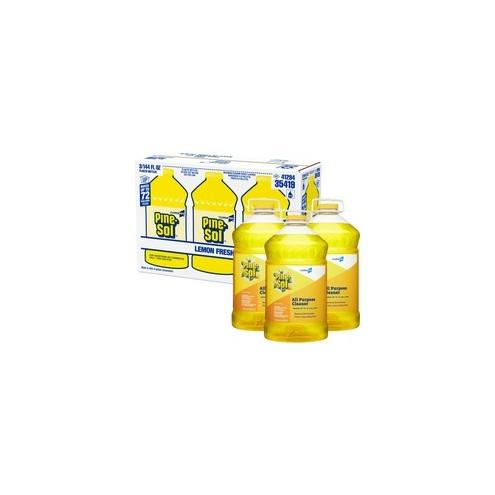 Pine-Sol All Purpose Cleaner - Liquid - 144 fl oz (4.5 quart) - Lemon Fresh Scent - 3 / Carton - Yellow