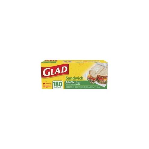 Glad Food Storage Bags - Sandwich Fold Top - 6.50" Width x 5.50" Length - Clear - Plastic - 1Box - 180 Per Box - Multipurpose