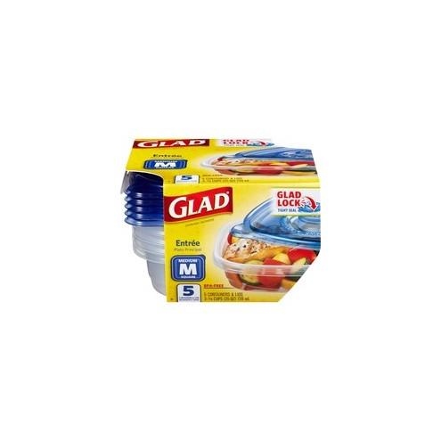 Glad Food Storage Containers - 25 fl oz Food Container, Lid - Plastic - Dishwasher Safe - Microwave Safe - Clear - 30 Piece(s) / Carton