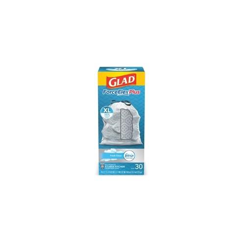 Glad Large Drawstring Trash Bags - Large Size - 20 gal - 24.02" Width x 32.01" Length - White - 180/Carton - 30 Per Box - Home, Office, Garbage