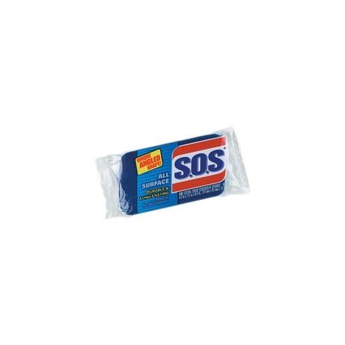 S.O.S All-Surface Scrubber Sponge - 4.5" Height x 2.5" Width x 90 mil Thickness - 1Each - Scrim, Sponge - Blue, Dark Blue