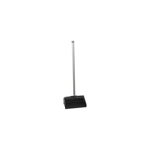 Continental Plastic Lobby Dust Pan - 12" Wide - Plastic Handle - Black - 1 Each