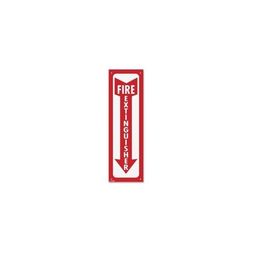 COSCO Fire Extinguisher Sign - 1 Each - Glow in The Dark Design - Fire Extinguisher Print/Message - 4" Width x 13" Height - Rectangular Shape - Tear Resistant, Durable - Plastic - Red, White