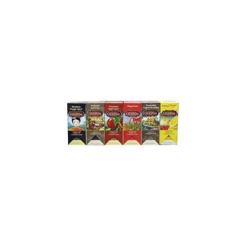 Celestial Seasonings&reg; Hain-Celestial Assorted Teas - Mandarin Orange Spice, Lemon Zinger, Devonshire English Breakfast, Earl Grey, Peppermint, Cinnamon Apple Spice - 25 Packet - 150 / Carton