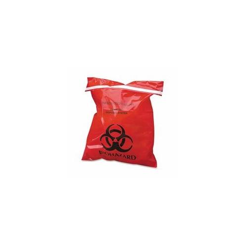 CareTek Stick-On Biohazard Infectious Red Waste Bags - 9" Width x 10" Length - 2 mil (51 Micron) Thickness - 100/Box - Red