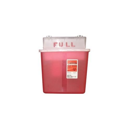 Covidien Sharpstar 5 Quart Sharps Container with Lid - 1.25 gal Capacity - Rectangular - 11" Height x 10.8" Width x 4.8" Depth - Red