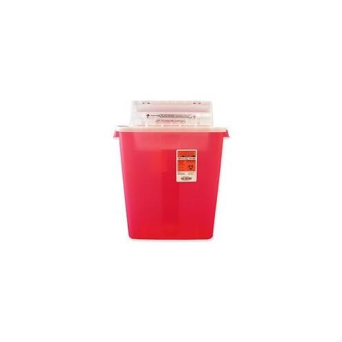 Sharpstar Covidien Transparent Containers - 3 gal Capacity - 16.5" Height x 13.8" Width x 6" Depth - Red