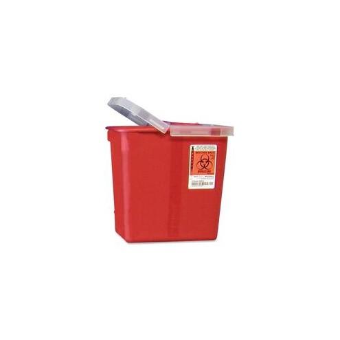 Covidien Kendall Sharps Containers with Hinged Lid - 2 gal Capacity - 10" Height x 10.5" Width x 7.3" Depth - Red