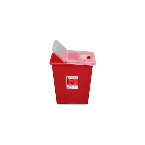 Covidien Kendall Sharps Containers with Hinged Lid - 8 gal Capacity - 17.5" Height x 15.5" Width x 11" Depth - Red