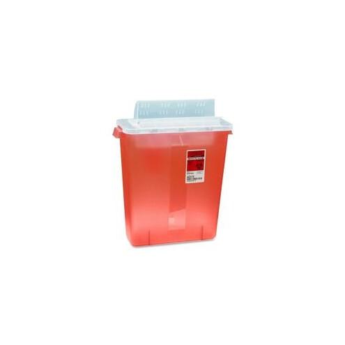 Covidien Transparent Red Sharps Container - 3 gal Capacity - 16.3" Height x 13.8" Width x 6" Depth - Red